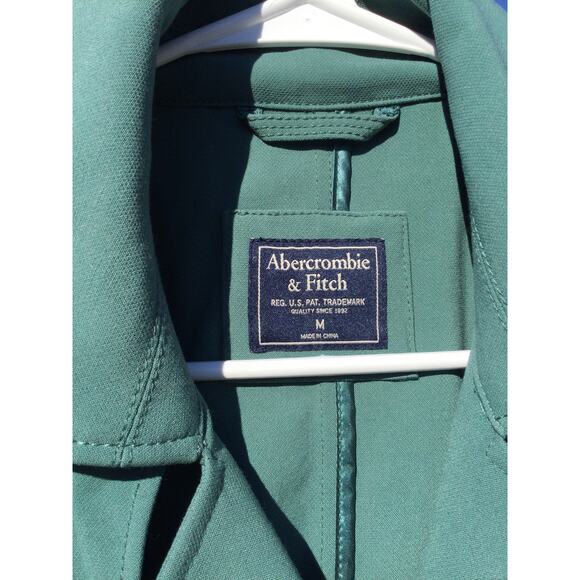 Abercrombie & Fitch Womens Trench Coat Size Medium M Green Jacket Belted Preppy - Picture 2 of 11